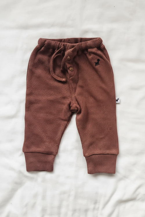 Adjustable Fit Waffle Pants in Rust
