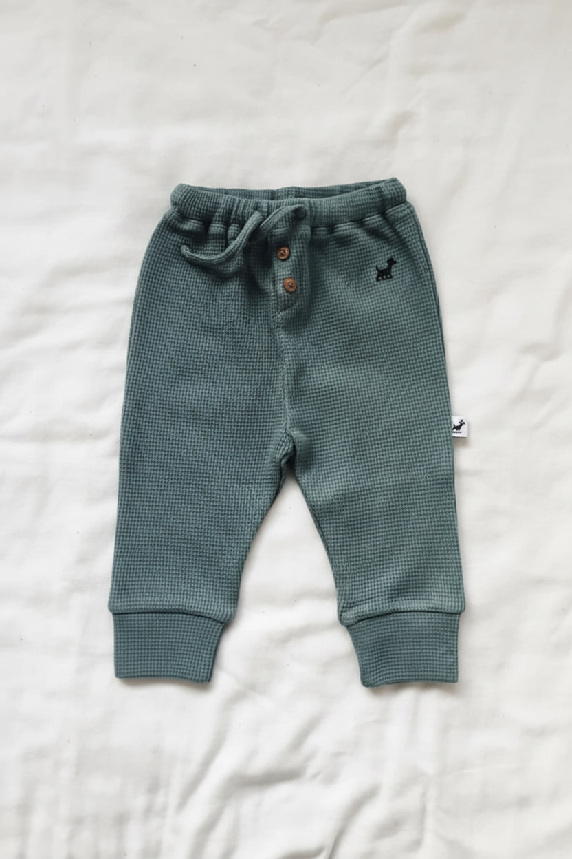 Adjustable Fit Waffle Pants in Sage